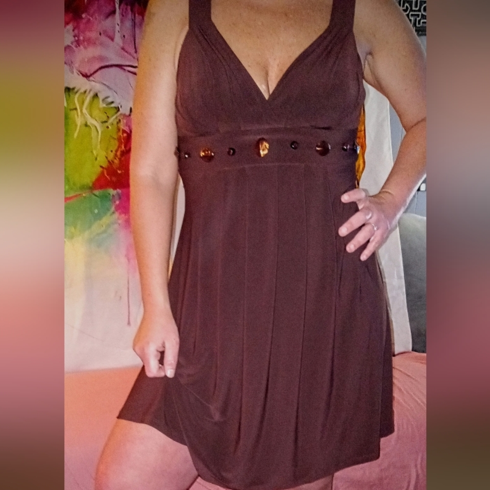 Date Night Dress, Bisou Bisou brand, Sz.4, Brown in color.